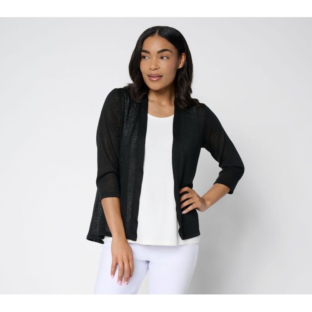 Denim & Co. Women's Top Sweater Sz L Make Your Selection: Slub Knit Black